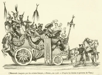 Maskerade, vorgestellt von französischen Künstlern in Rom, 1748